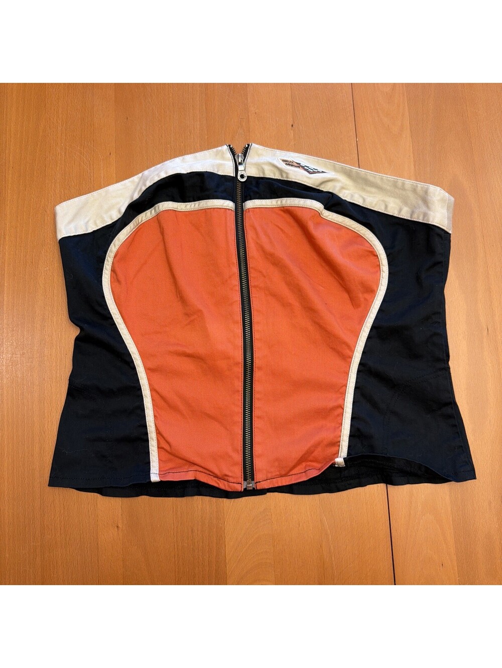 Y2K Harley Davidson Motorcycles Women’s Tube Top XL Wings USA Vintage Zip